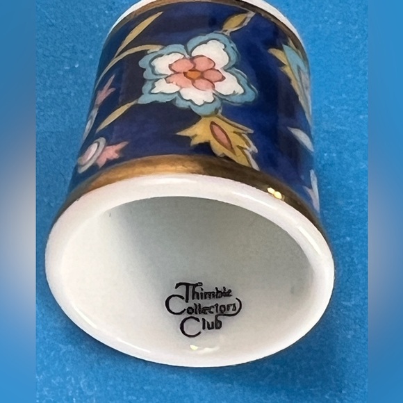 Shozan Royal Blue Bird & Flowers Collectible Thimble w/Gold Bands - Picture 6 of 6